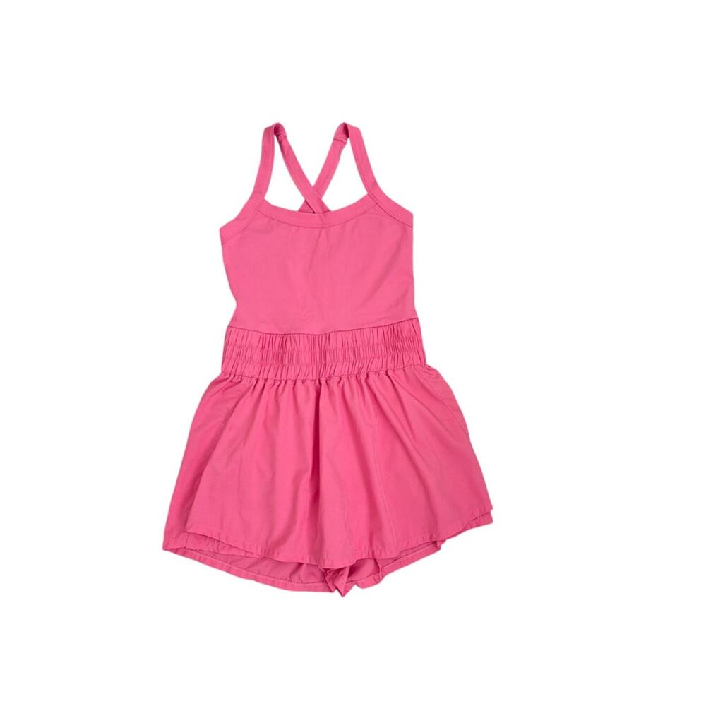 Pink Athletic Romper One Piece Dress with Shorts Size Small
